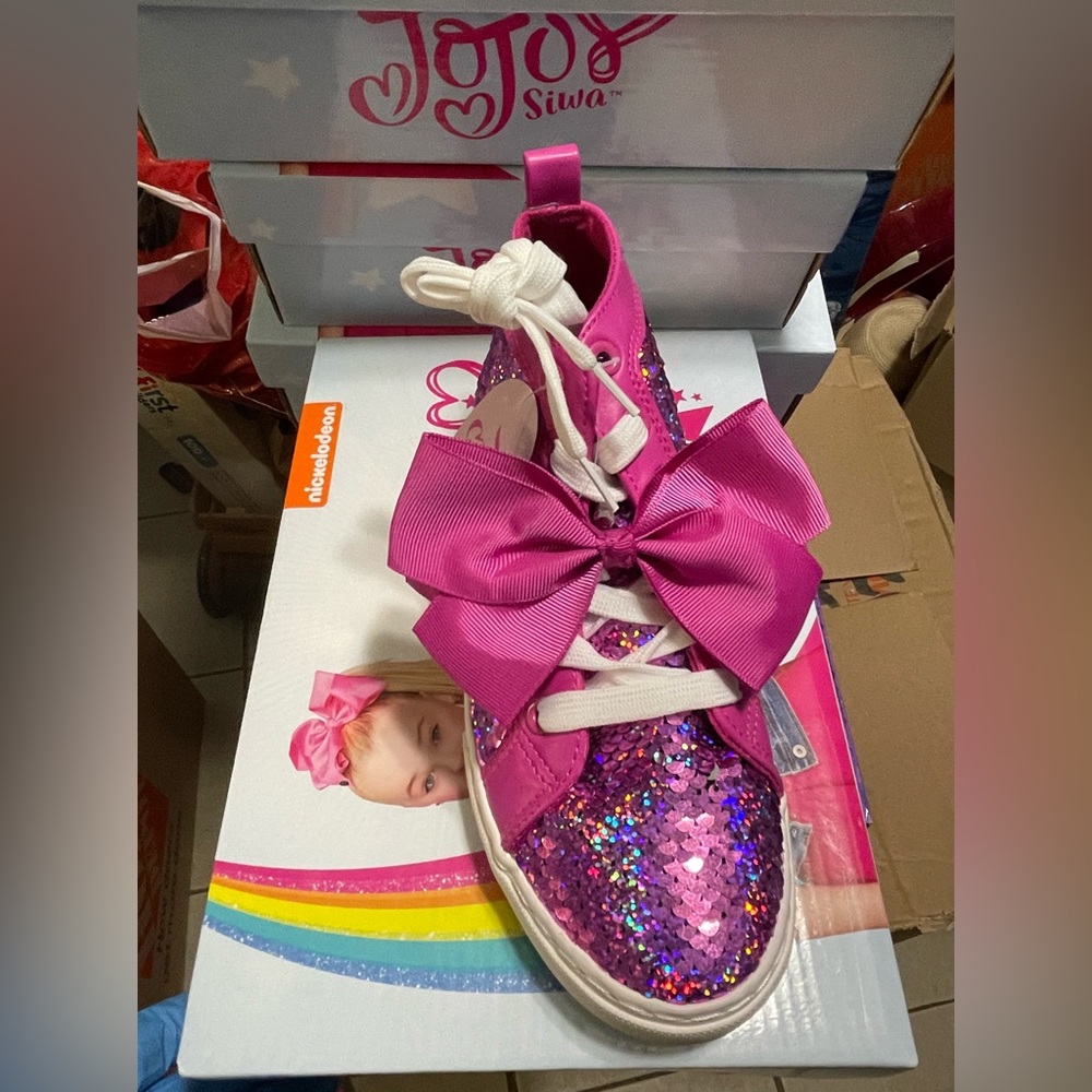 JoJo Siwa Girls Glitter High-Top Sneakers